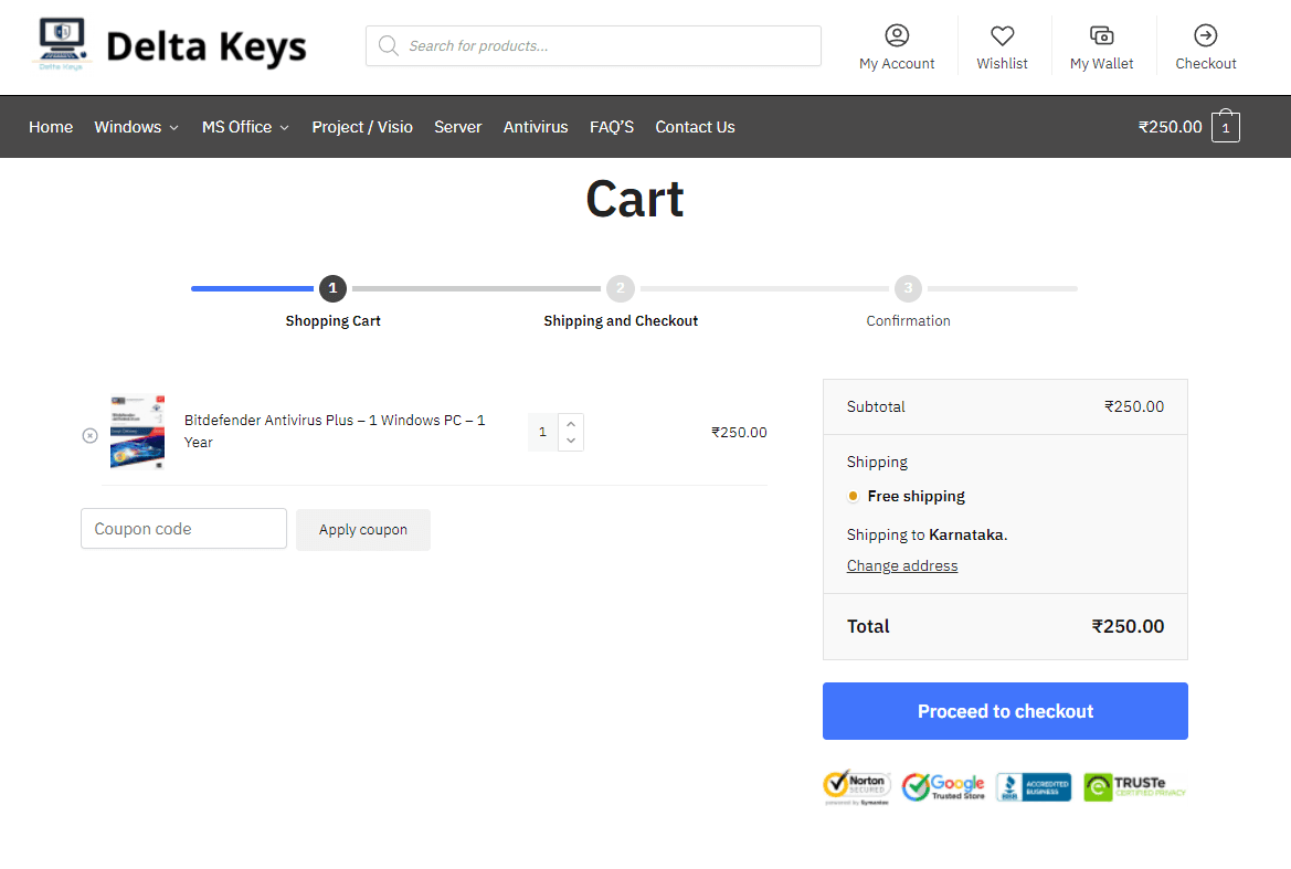 Cart page - In the purchase process