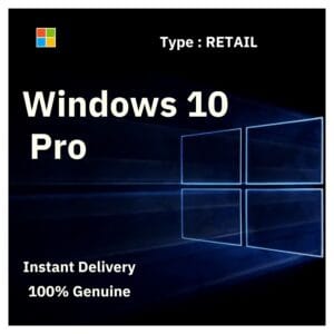 Official box art for the RETAIL version of Windows 10 Pro. A transferable, genuine lifetime license key from Delta Keys India.