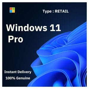 Official box art for the RETAIL version of Windows 11 Pro. A transferable, genuine lifetime license key from Delta Keys India.