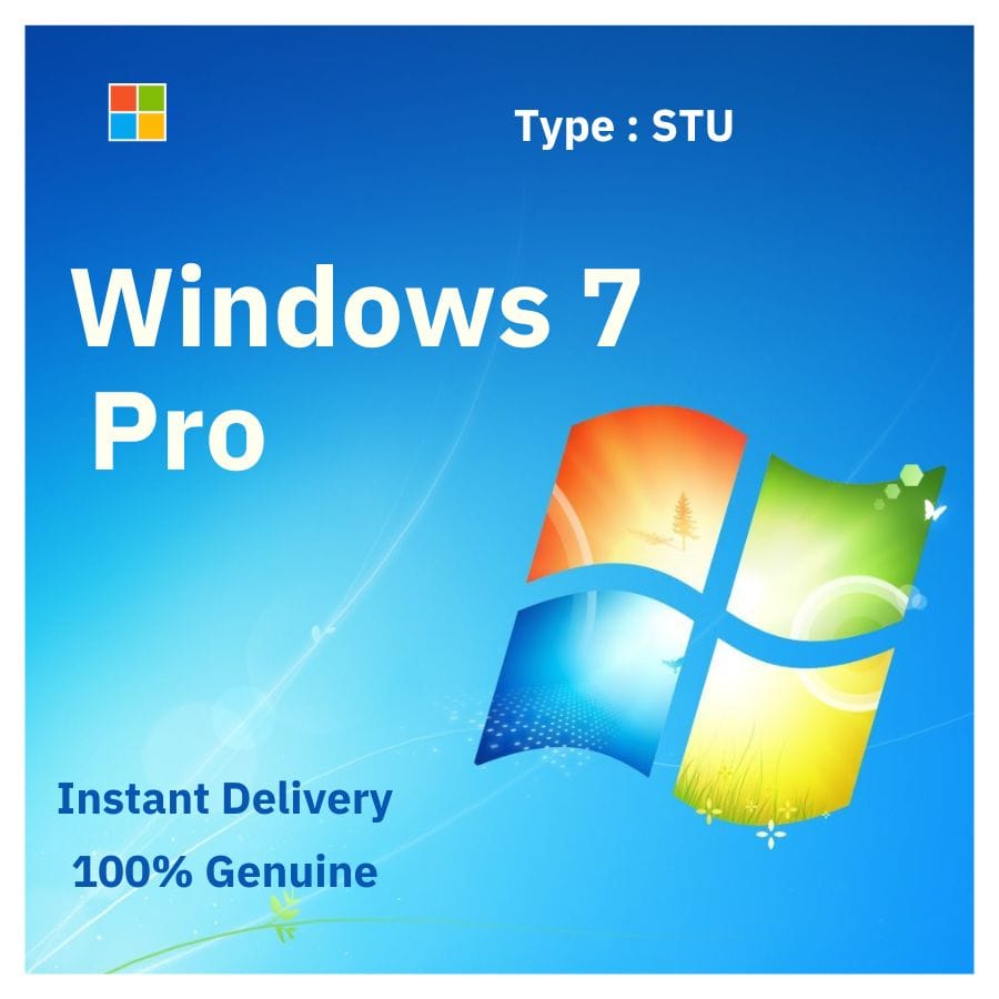 Box art for genuine Windows 7 Pro. Instant email delivery of a lifetime single-use license key from Delta Keys India.
