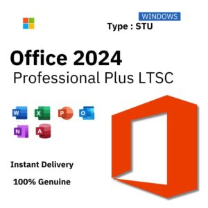 Box art for Microsoft Office 2024 Pro Plus LTSC. Instant delivery of a lifetime single-use license key from Delta Keys India.